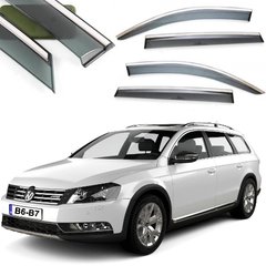 Купити Дефлектори вікон вітровики Benke для Volkswagen Passat B6 / B7 Variant 2005- (Чорний Молдинг Нержавіюча сталь 3D) 33475 Дефлектори вікон Volkswagen