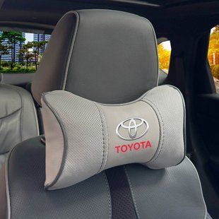 Купити Подушка на підголівник з логотипом Toyota Екошкіра 3D Кольоровий лого Сірі-Сірий кант 1 шт 91580 Подушки на підголовник - під шию