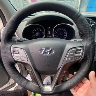 Купить Чехол Оплетка Руля для Hyundai Santa Fe 2012-2018 Кожа (Модельная Выкройка) №26 101012 Оплетки на Руль