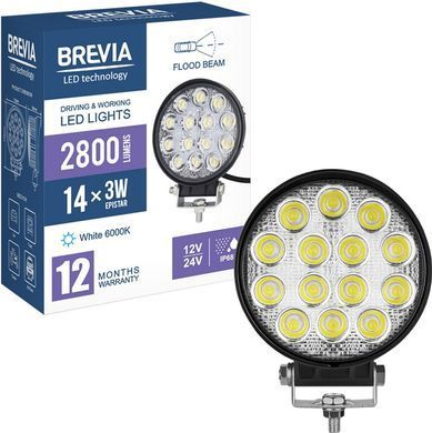 Купить LED фара Brevia Flood Ближний свет 10-30V 42W (14x3W) 2800Lm Алюминиевый корпус IP68 (10651RFX1) 94886 Дополнительные LЕD фары