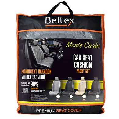 Купити Накидки для сидінь Beltex Monte Carlo комплект Алькантара Чорні - Червона нитка 40482 Накидки для сидінь Premium (Алькантара)