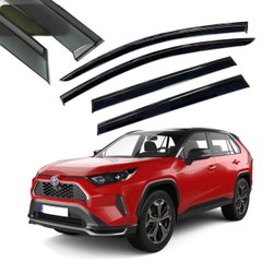Купити Дефлектори вікон вітровики Benke для Toyota Rav 4 2018- (Чорний Молдинг Нержавіюча сталь 3D) 66259 Дефлектори вікон Toyota