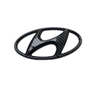 Купити Емблема Hyundai 170х80 мм (2 напрямні + скотч) Чорна карбон (Завод) 89533 Емблеми на іномарки
