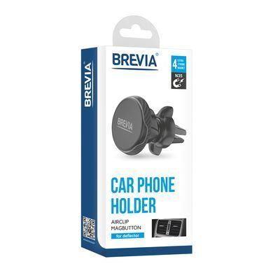 Купити Тримач мобільного телефону Brevia AirClip MagButton Посилений Магнітний 4 Магніта (48200) 86259 Автотримач для телефону на повітропровід