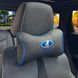 Купить Подушка на подголовник с логотипом Lada Экокожа 3D Цветной лого Черная-Синий кант 1 шт 91686 Подушки на подголовник - под шею