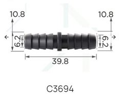 Купить Соединитель для трубок d10, 8мм. (C3694) 73726 Соединители