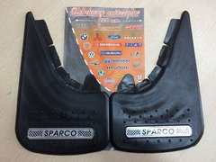 Купить Брызговики малые черные с надписью Sparco 2шт Серебренн. надпись + Мягкий брыз-к с выдавлен. 23521 Брызговики универсальные с логотипом моделей