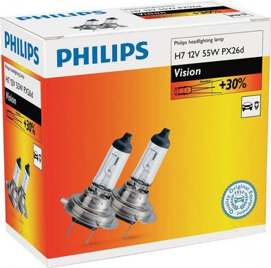 Купить Автолампа галогенная Philips Vision +30% H7 3200 К 2 шт (12972PRC2) 40174 Галогеновые лампы Philips