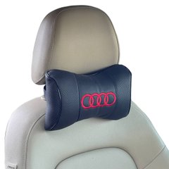 Купити Подушка на підголівник з логотипом Audi екокожа Чорний Червоний логотип 1 шт 4948 Подушки на підголовник - під шию