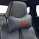 Купити Подушка на підголівник з логотипом Dodge Екошкіра 3D Кольоровий лого Чорна-Синій кант 1 шт 91822 Подушки на підголовник - під шию