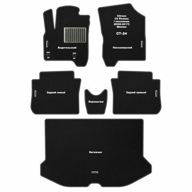 Купить Коврик в багажник для Citroen C3 Picasso минивен 2009-2017 Экокожа (Rombus) 69712 Коврики для Citroen