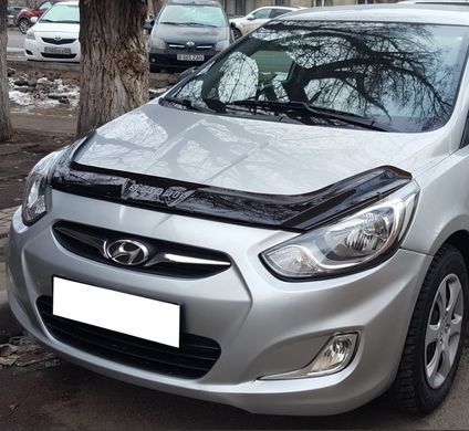 Купить Дефлектор капота мухобойка для Hyundai Accent Solaris 2010-2014 Евро Крепление (Vip Tuning) HYD20 5159 Дефлекторы капота Hyundai