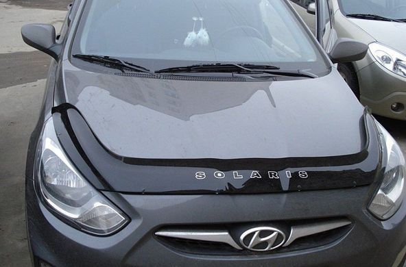 Купить Дефлектор капота мухобойка для Hyundai Accent Solaris 2010-2014 Евро Крепление (Vip Tuning) HYD20 5159 Дефлекторы капота Hyundai