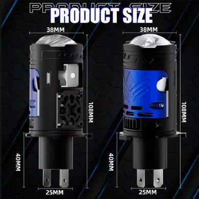 Купити LED лампи автомобільні H4 Mini 120W 13000LM 6000K 4570+4570 Module 9-30V (Лінзовані D37 мм З Оманкою Canbus) F90-Small 100320 LED Лампи PRO Лінзовані