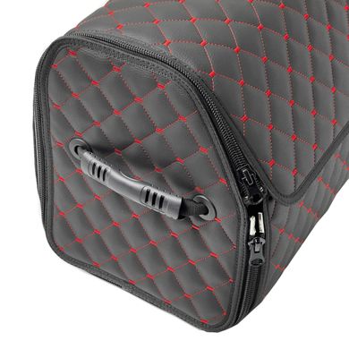 Купить Органайзер саквояж в багажник Audi Premium (Основа Пластик) Эко-кожа Черный-Красная нить 62600 Саквояж органайзер
