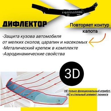 Купити Дефлектор капоту мухобійка для Mitsubishi Outlander 2001-2007 Євро Кріплення (Vip Tuning) 821 Дефлектори капота Mitsubishi