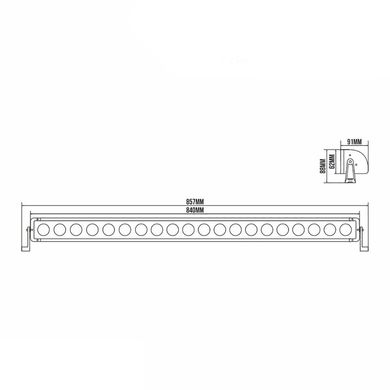 Купити Фара-LED Балка 760*91*62mm 180W (10W*18) 10-30V Ближній/Flood BELAUTO (BOL1810LF) (1шт) IP69 8460 Балка LED