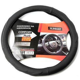 Купить Чехол на руль M 37-39 см Эко-кожа Черный Серая нить (EL 105 460) 57583 Чехлы и Оплетки для руля