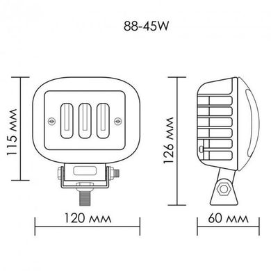 Купити Фари додаткові LED 45W (15W*3) 10-30V 120x100x60 mm / Ближній (Крилення знизу) 88BC Червоний Обід (4 220) 39412 Додаткові LЕD фари