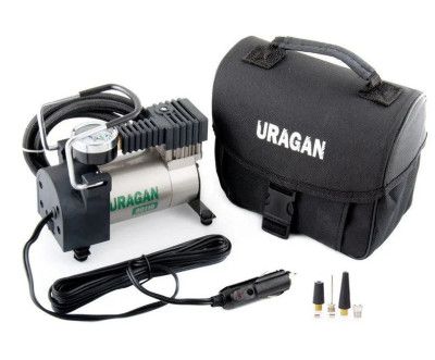 Купить Компрессор автомобильный URAGAN 12V 12А 35л/мин 150Вт 1 м шланг (90110) 26457 Электрические автомобильные компрессоры