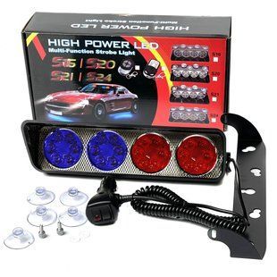 Купити Страбоскоп Світлодіодний 12-24V LED 24 шт DRL 280x140x70 мм Червоно-Синій (KING S24) 57832 Мигалки - Стробоскопи