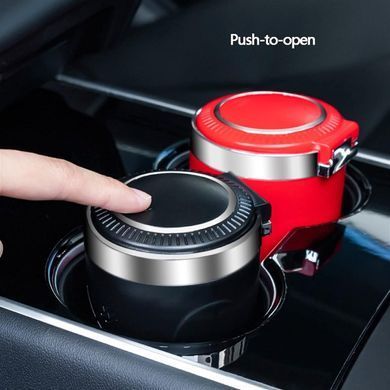 Купити Попільничка автомобільна Ashtray з підсвічуванням Чаша Метал (Натискна Кришка) 67089 Підставки під окуляри Попільниці Підстаканники Блокнот