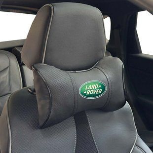 Купить Подушка на подголовник с логотипом Land Rover Экокожа 3D Цветной лого Черная-Черный кант 1 шт 91832 Подушки на подголовник - под шею