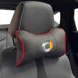 Купити Подушка на підголівник з логотипом Smart Екошкіра 3D Кольоровий лого Чорна-Червоний кант 1 шт 91849 Подушки на підголовник - під шию