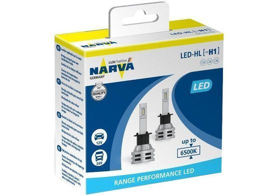 Купити LED лампи автомобільні Narva H1 5000Lm/19W/6000K/IP67/8-48V/радіатор кулер 2 шт (180573000) 26063 LED Лампи Narva