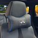 Купити Подушка на підголівник з логотипом Infiniti Екошкіра 3D Кольоровий лого Чорна-Синій кант 1 шт 91702 Подушки на підголовник - під шию