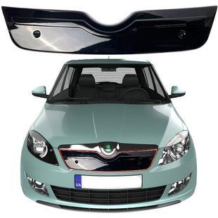 Купить Зимняя накладка на решетку радиатора Skoda Fabia 2 2010-2014 Рестайлинг Глянец FLY 57698 Зимние накладки на решетку радиатора