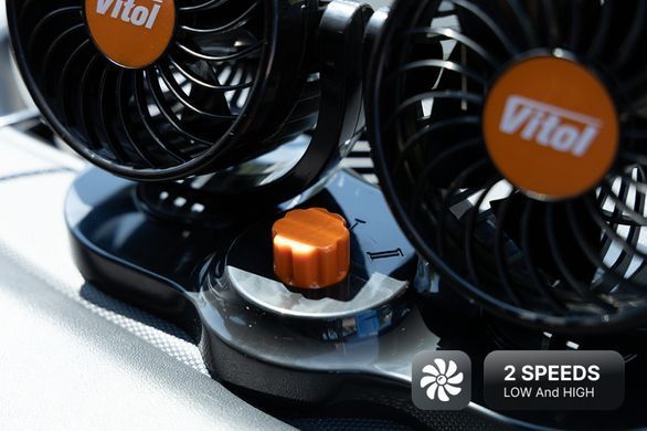 Купить Автомобильный вентилятор Vitol 4" 24V 10W на подставке двойной две скорости две регулировки (HX-T304-1) 91393 Вентиляторы и тепловентиляторы для авто
