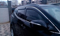 Купити Дефлектори вікон Hyundai Santa Fe 2013- LWB З молдингом Хром 35870 Дефлектори вікон Hyundai