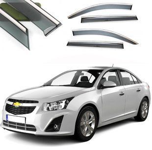 Купить Дефлекторы окон ветровики Benke для Chevrolet Cruze 2009-2014 Хром Молдинг Из Нержавеющей Стали 3D 60485 Дефлекторы окон Chevrolet