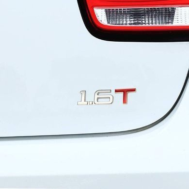 Купити Емблема напис 1.6T 90х25 мм Хром+край на скотчі метал (Завод) 89490 Емблема напис на іномарки