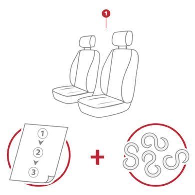 Купить Чехлы универсальные В 1+1 два подголовника (Боковая Эластичная стрейч ткань) Черный центр - Черный Бок 84315 Чехлы универсальные