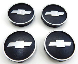 Купити Емблеми коліс Chevrolet (Чорні + Хром) 59 мм (4 шт) 90069 Ковпачки на титани