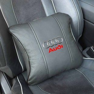 Купити Автомобільна подушка для Audi Кольоровий 3D Логотип Екошкіра Чорна 1 шт (Modena) 91865 Подушки на підголовник - під шию дорожня