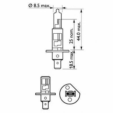 Купить Автолампа галогенная Philips WhiteVision +60% H1 12V 55W 3700К P14.5s (12258WHVSM) 40491 Галогеновые лампы Philips