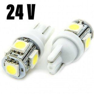 Купити Світлодіод 24V_Т10 1ярус Білий SMD 5 5050 10310 +30Lm уп.10шт 26187
