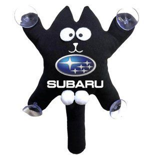 Купить Игрушка на присоске Кот Саймон XL Subaru Жирный Кот Черный (Цветной логотип 3D) 84101 Игрушки в авто