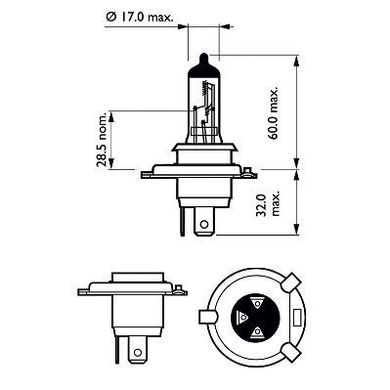 Купити Автолампа галогенна Philips Vision Plus +60% H4 12V 60/55W 2 шт (12342VPS2) 38403 Галогенові лампи Philips