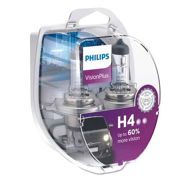 Купити Автолампа галогенна Philips Vision Plus +60% H4 12V 60/55W 2 шт (12342VPS2) 38403 Галогенові лампи Philips