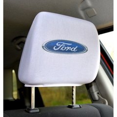 Купить Чехлы для подголовников Универсальные Ford Белые Цветной логотип 2 шт 26314 Чехлы на подголовники