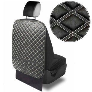Купить Защитный чехол на спинку переднего сиденья от детских ног Pigi XL 65 х45 см с карманами Черная-Серая нить (Rombus) 80416 Органайзеры накидки защитные
