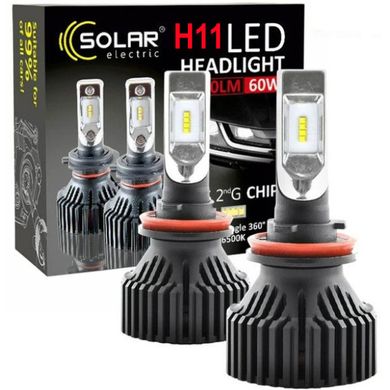 Купить LED лампы автомобильные Solar H11 12/24V 60W 6500K 8000Lm IP65 радиатор и кулер (8311) 39450 LED Лампы Solar