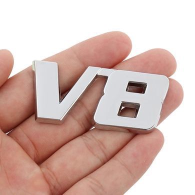 Купити Емблема напис V8 59х26 мм Хром на скотчі метал (Завод) 89499 Емблема напис на іномарки
