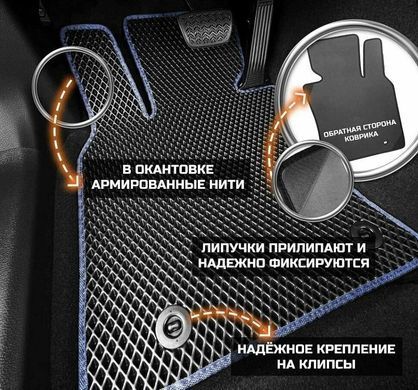 Купить 3D EVA Коврики в салон для Lexus RX 350 2009-2015 с подпятником Черные-Синий кант 5 шт 74905 Коврики для Lexus