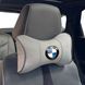 Купити Подушка на підголівник з логотипом BMW Екошкіра 3D Кольоровий лого Сіра-Сірий кант 1 шт 91557 Подушки на підголовник - під шию